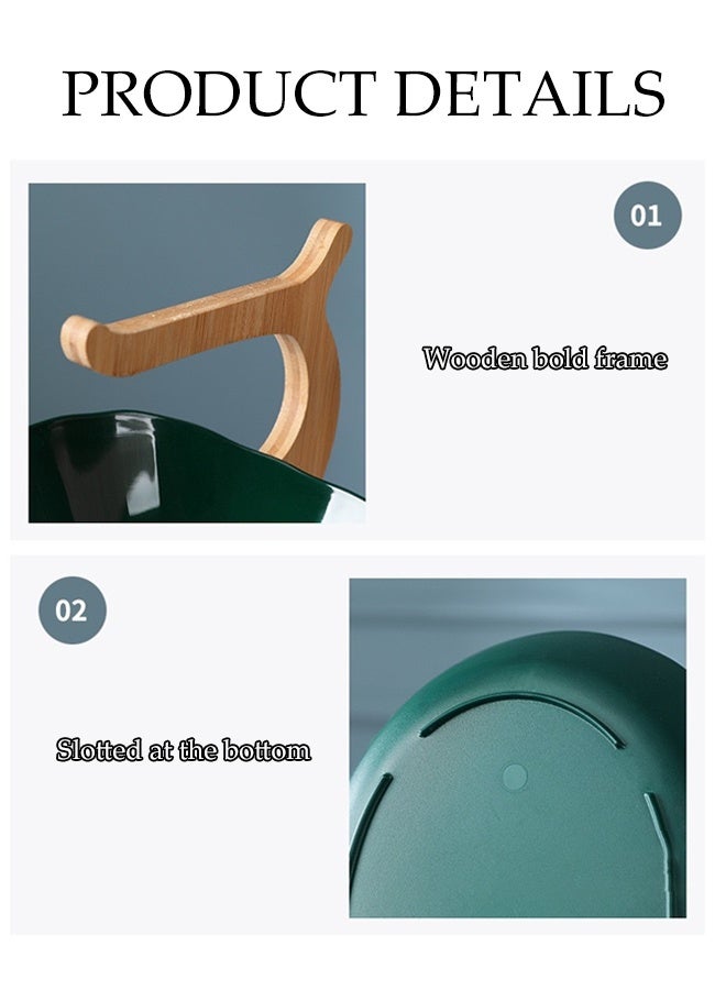 DUNISO 3 Tier Fruit Basket Kitchen Fruit Bowl Long Lasting Elegant Fruit Storage Bowls Luxury Serving Snack Table Plates Serve Dessert Trays Oval Bowl Set with Natural Rack Tiered Serving Tray Set for Fruits and Vegetables - Image 5