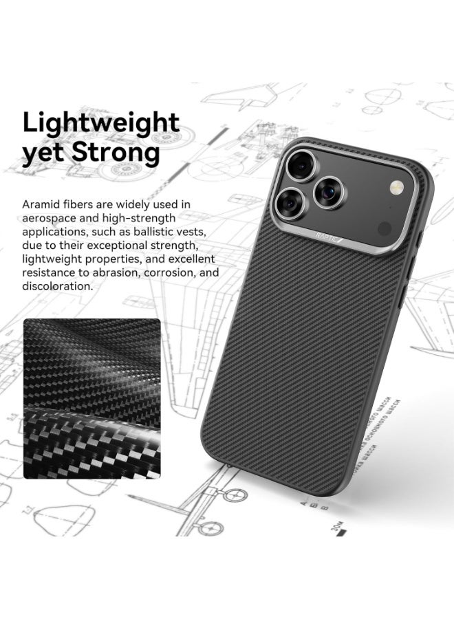 RAPTIC حافظة أراميد مزدوجة لجهاز آيفون 17 برو [متوافقة مع MagSafe] غلاف ألياف أراميد 1500D [مختبرة ضد السقوط بارتفاع 13 قدم] حماية هجينة مع واقي صدمات TPU - أسود كلاسيكي - Image 3
