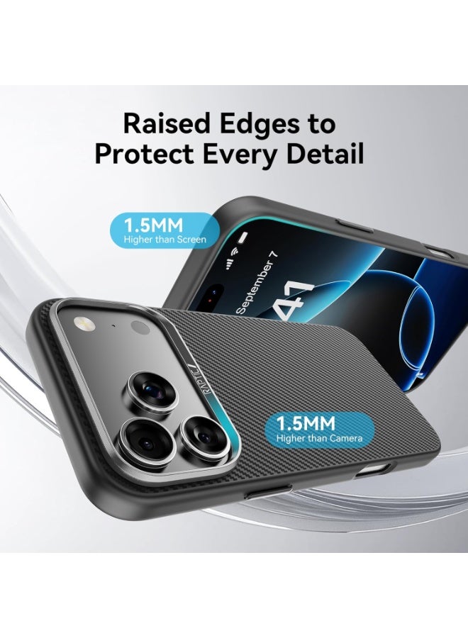 RAPTIC حافظة أراميد مزدوجة لجهاز آيفون 17 برو [متوافقة مع MagSafe] غلاف ألياف أراميد 1500D [مختبرة ضد السقوط بارتفاع 13 قدم] حماية هجينة مع واقي صدمات TPU - أسود كلاسيكي - Image 5