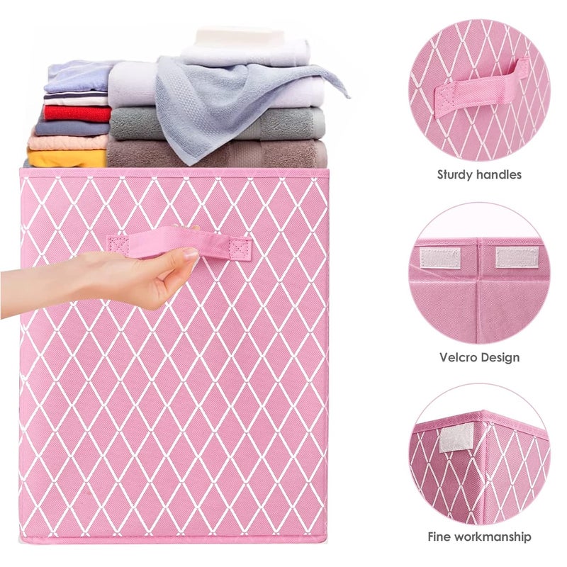 VERONLY Toy Box Chest Organizer Bins for Girls Boys Kids Large Fabric Collapsible Storage Basket Container with FlipTop Lid  Handles for ClothesBlanketNurseryPlayroomBedroom Pink - Image 3