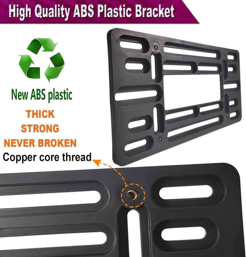 ZXFOOG طقم تركيب لوحة الترخيص الأمامية ZXFOOG - حامل لوحة الترخيص للمصد وإطار غطاء اللوحة من الألومنيوم الأسود غير اللامع، محول عالمي بفتحتين للحفر للسيارة/الشاحنة/المقطورة تهوية ممتازة - Image 2