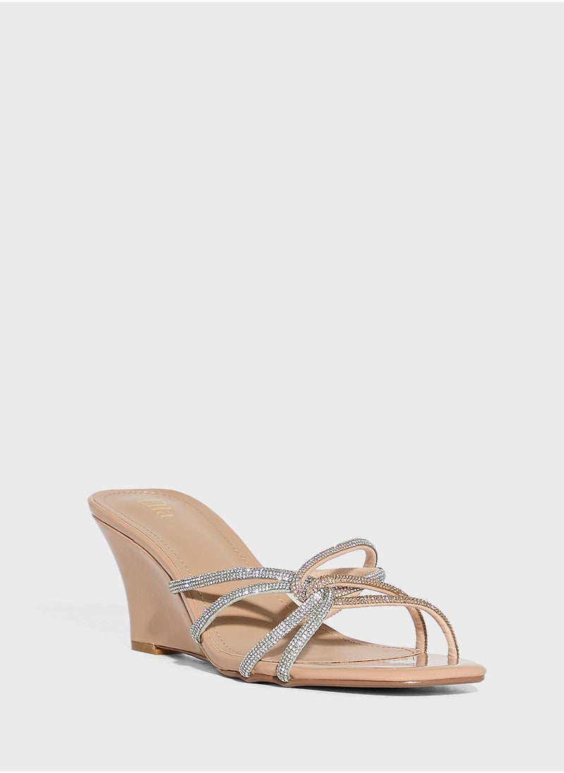 Ella Limited Edition - Diamante Strap Wedge Sandal - Image 1