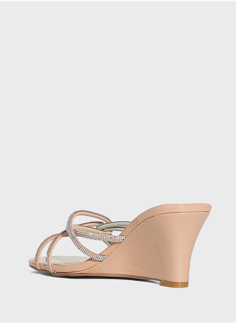 Ella Limited Edition - Diamante Strap Wedge Sandal - Image 1