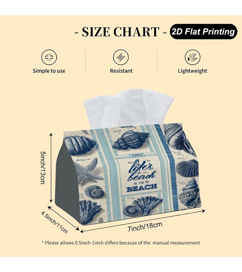 Beach Stripes Polyester Tissue Box 18x11x13cm For Home Party Kitchen Bathroom - Image 3