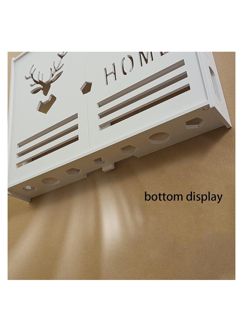 Eworld Stylish Wall Mounted Router Rack for Wi Fi Router, Set-Top Box, Light Cat Box and More, Includes Doors and Patch Panel Shielding Box for Neat Storage, White - Image 4