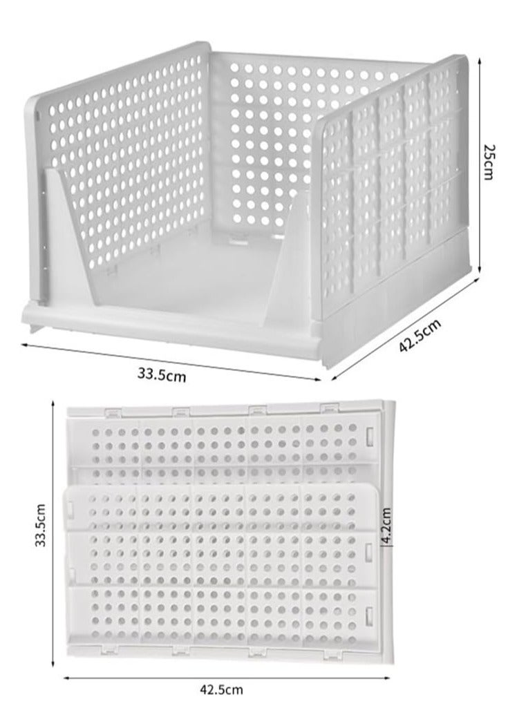2 Pack Stackable Plastic Storage Baskets - Foldable Clothes Organizer for Closet, Wardrobe & Underwear Storage - Drawer Rack Shelf Containers for Kitchen, Bathroom, Cupboard - Image 2