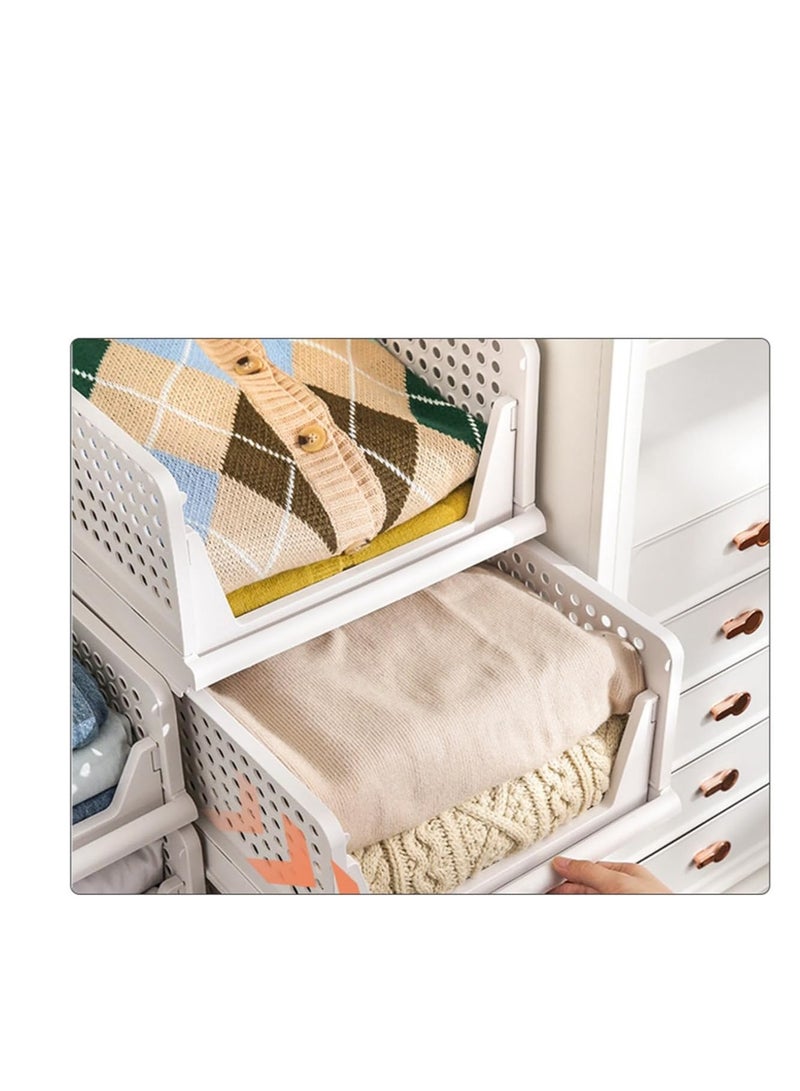 2 Pack Stackable Plastic Storage Baskets - Foldable Clothes Organizer for Closet, Wardrobe & Underwear Storage - Drawer Rack Shelf Containers for Kitchen, Bathroom, Cupboard - Image 5