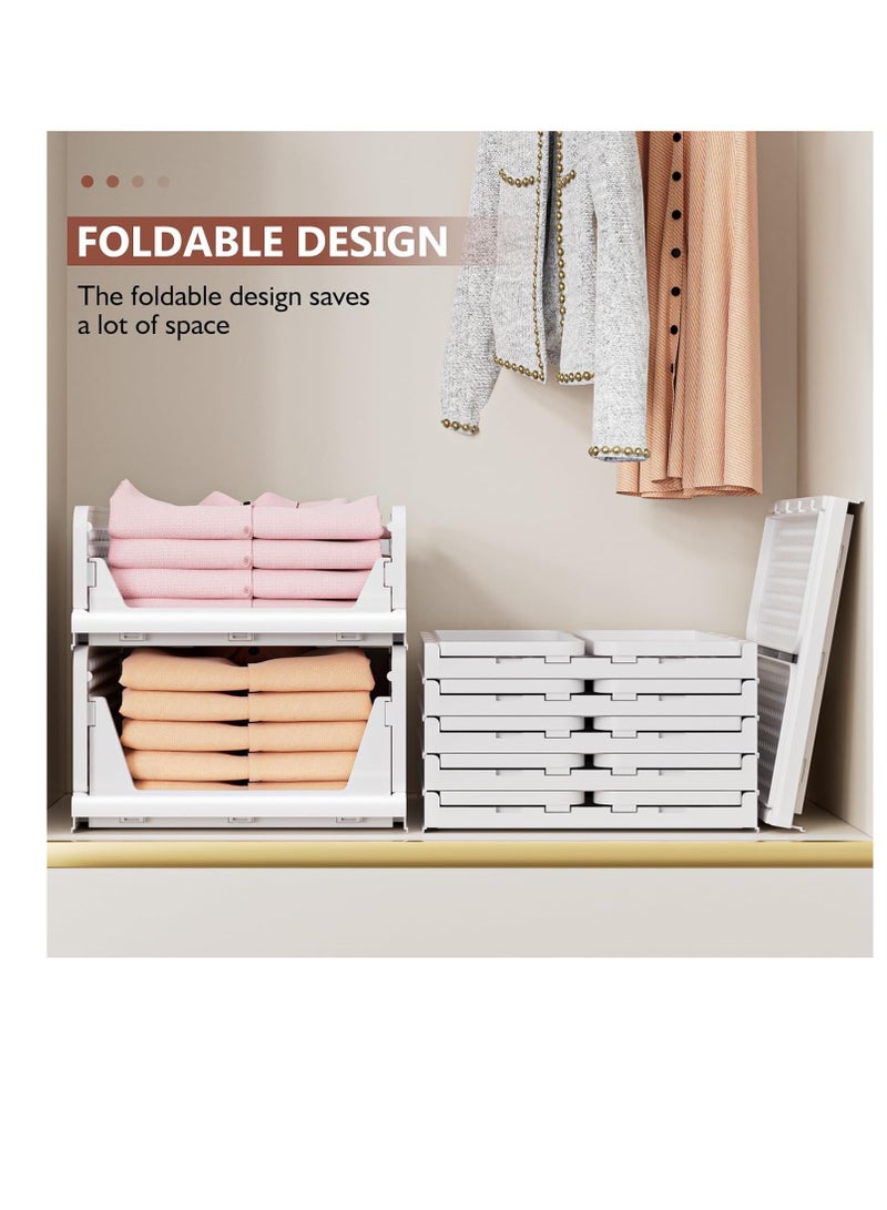 2 Pack Stackable Plastic Storage Baskets - Foldable Clothes Organizer for Closet, Wardrobe & Underwear Storage - Drawer Rack Shelf Containers for Kitchen, Bathroom, Cupboard - Image 3