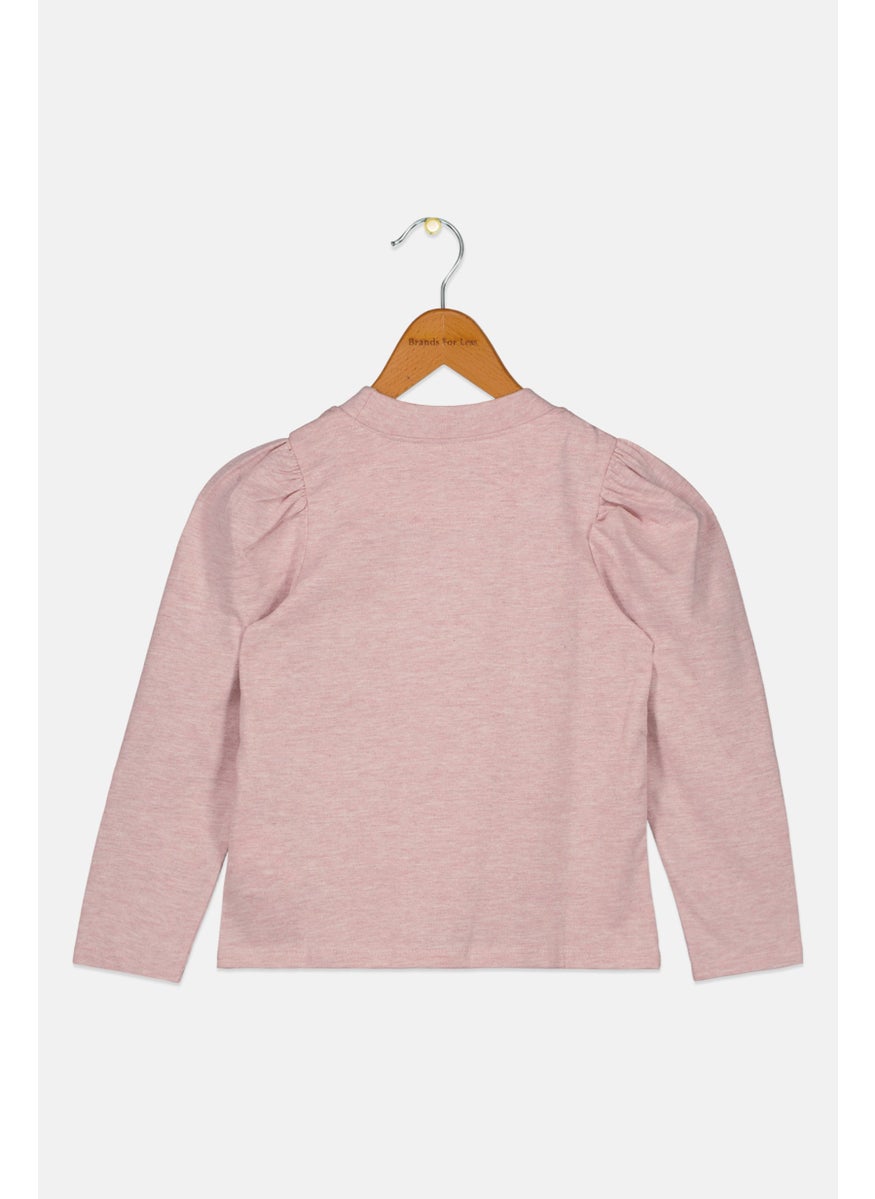 Joe's Kids Girl Crew Neck Long Sleeve Heather Top, Pink Heather  - Image 2