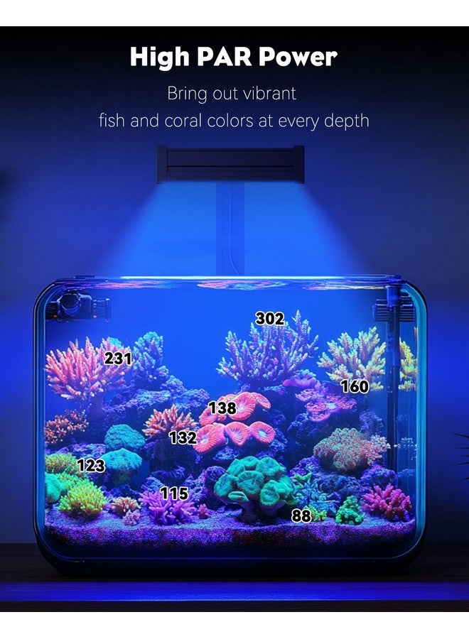 باوفلي مصباح حوض أسماك مالح Pawfly 50 واط بمشبك LED للشعاب المرجانية، مصباح حوض أسماك LED قابل للتعتيم مع سطوع قابل للتعديل، أوضاع D/N، مؤقت، مصابيح UV زرقاء لامعة RGB بنفسجية - Image 3