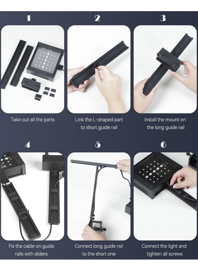 باوفلي مصباح حوض أسماك مالح Pawfly 50 واط بمشبك LED للشعاب المرجانية، مصباح حوض أسماك LED قابل للتعتيم مع سطوع قابل للتعديل، أوضاع D/N، مؤقت، مصابيح UV زرقاء لامعة RGB بنفسجية - Image 4