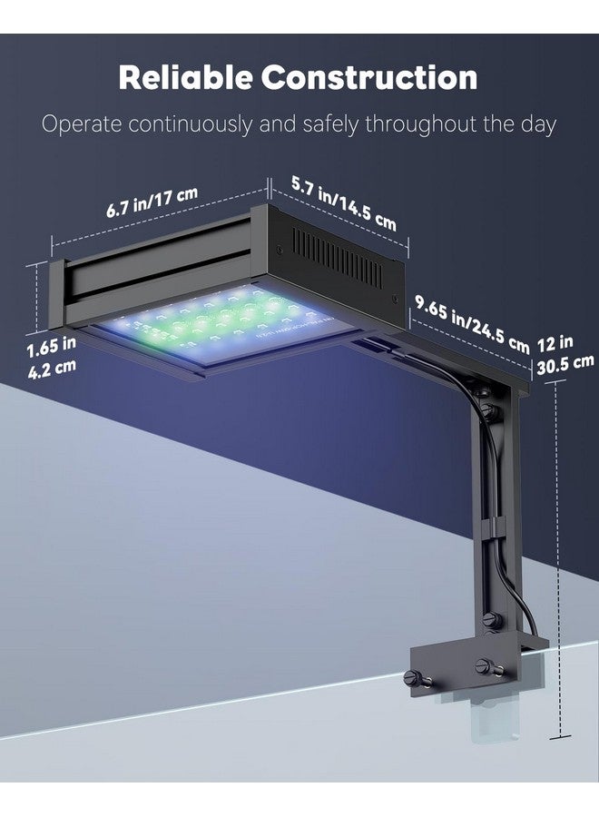 باوفلي مصباح حوض أسماك مالح Pawfly 50 واط بمشبك LED للشعاب المرجانية، مصباح حوض أسماك LED قابل للتعتيم مع سطوع قابل للتعديل، أوضاع D/N، مؤقت، مصابيح UV زرقاء لامعة RGB بنفسجية - Image 5