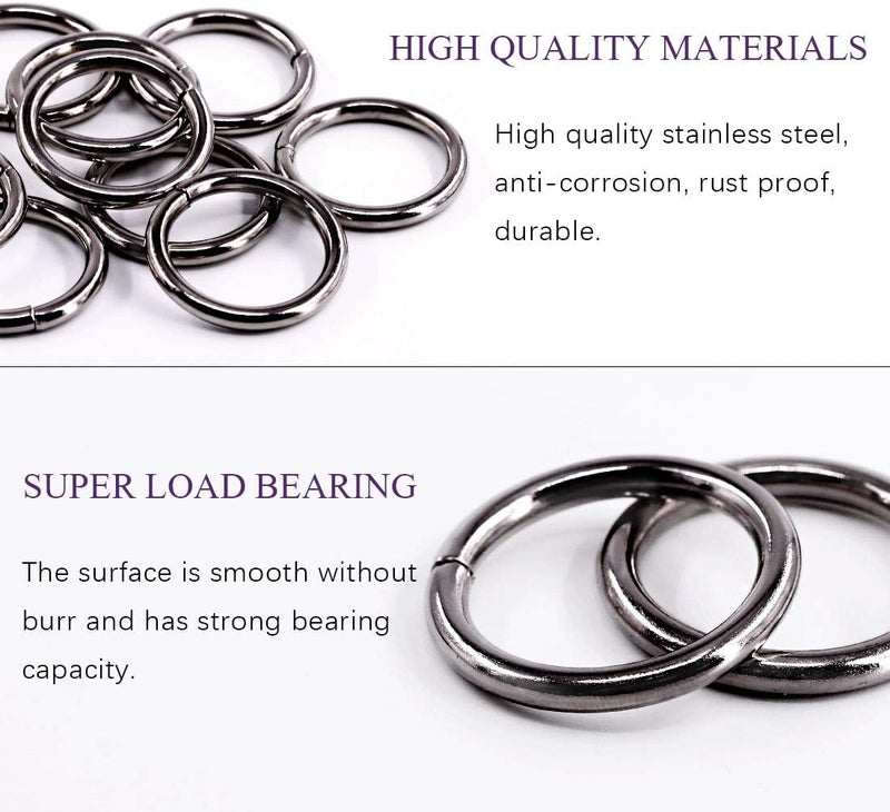 Swpeet 60Pcs 1 Inch / 25mm Heavy Duty Multi-Purpose Metal O Ring Metal Rings for Hardware Bags Ring - Image 3