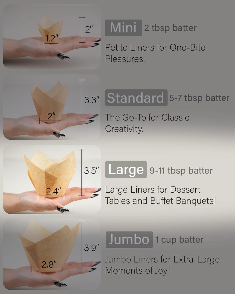 Bake Choice Nordic Paper 100pcs Large Size Natural Tulip Cupcake Liners for Baking, Large Muffin Liners, Cupcake Wrapper for Party, Christmas - Image 2