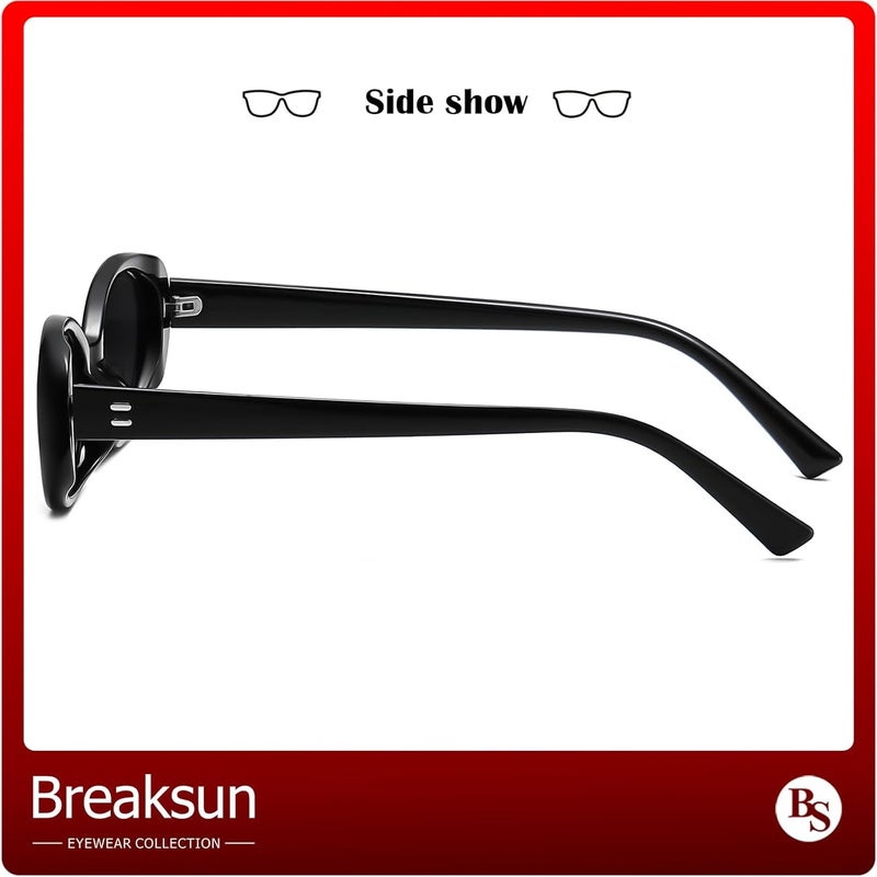 Breaksun Retro Oval Sunglasses for Women Men Fashion Small Oval Sunglasses 90s Vintage Shades - Image 5