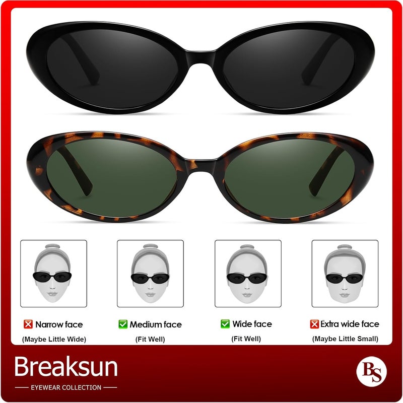 Breaksun Retro Oval Sunglasses for Women Men Fashion Small Oval Sunglasses 90s Vintage Shades - Image 4