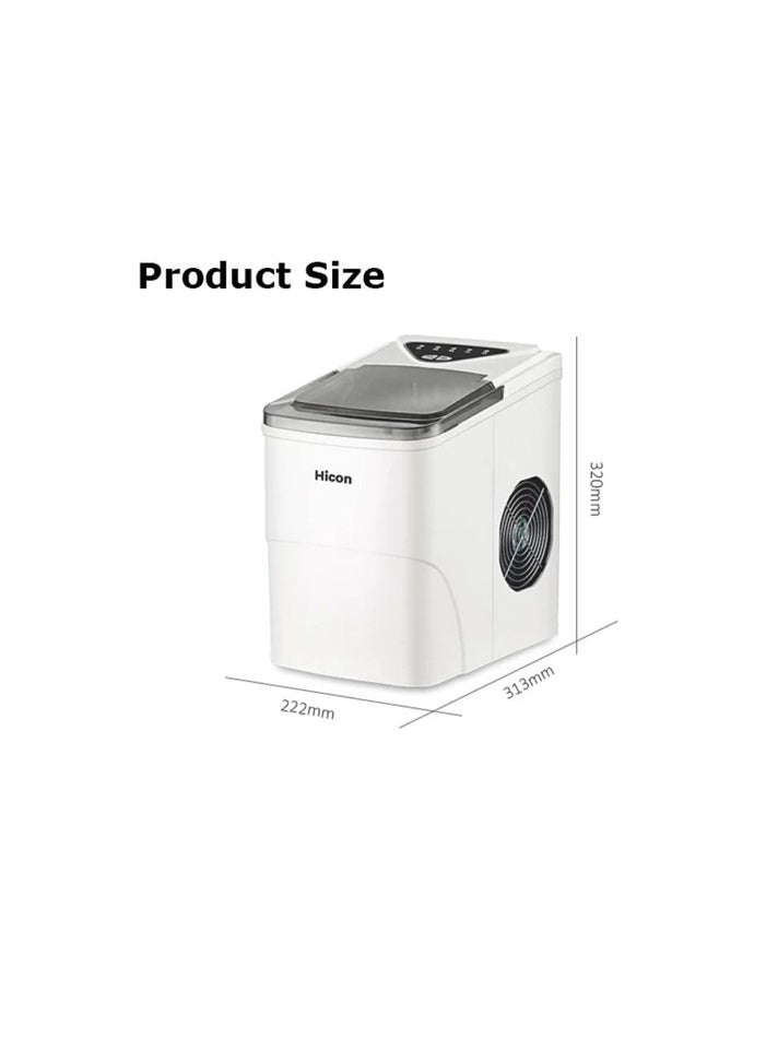 HICON - Hicon HZB-16AL Smart Ice Maker Machine 2L Large Capacity Water Tank Adjustable Ice Cube Size Fast Ice Maker Quiet Operation Full Ice Sensor Ice Cube Maker 105W - White - Image 1