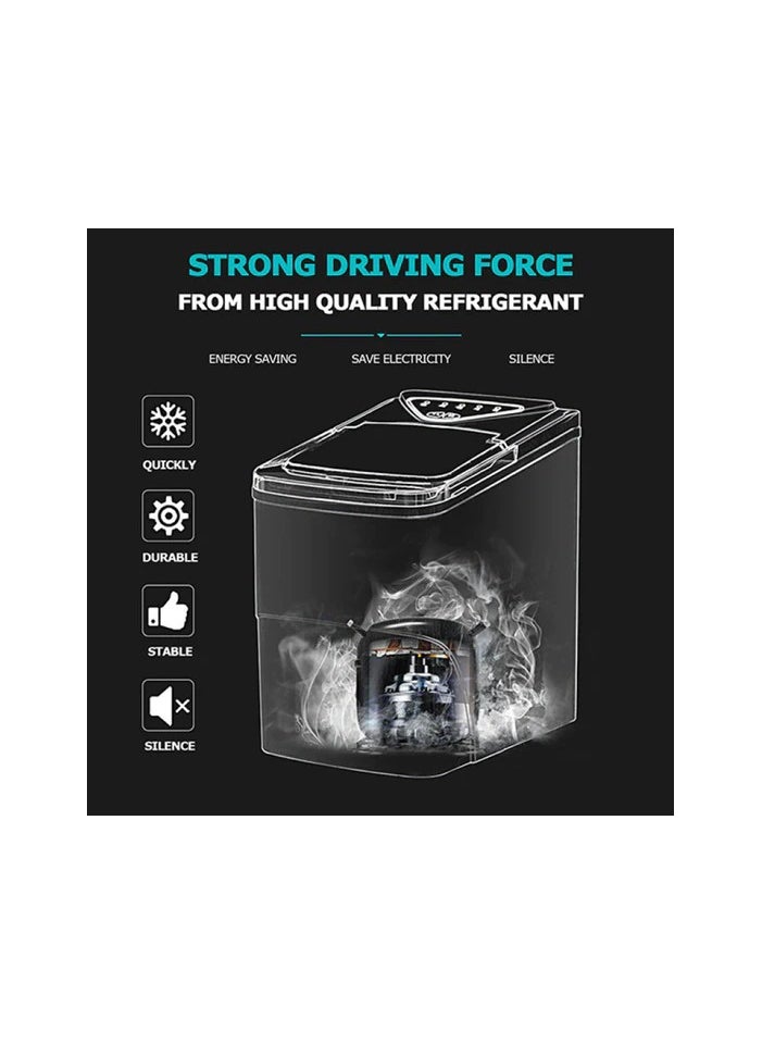 HICON - Hicon HZB-16AL Smart Ice Maker Machine 2L Large Capacity Water Tank Adjustable Ice Cube Size Fast Ice Maker Quiet Operation Full Ice Sensor Ice Cube Maker 105W - White - Image 1