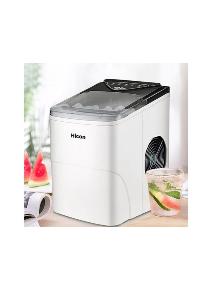HICON - Hicon HZB-16AL Smart Ice Maker Machine 2L Large Capacity Water Tank Adjustable Ice Cube Size Fast Ice Maker Quiet Operation Full Ice Sensor Ice Cube Maker 105W - White - Image 1