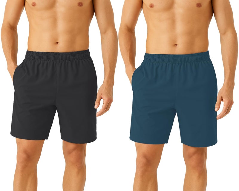 GymificGym Shorts Pant for Men | Training & Workout Lightweight Sports Shorts with Zipper Pockets | Half Pant for Man Stylish Men Shorts for Men (in, Alpha, XL, Regular, Black+T.Blue) - Image 1