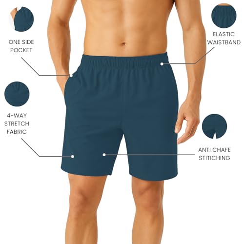 GymificGym Shorts Pant for Men | Training & Workout Lightweight Sports Shorts with Zipper Pockets | Half Pant for Man Stylish Men Shorts for Men (in, Alpha, XL, Regular, Black+T.Blue) - Image 2