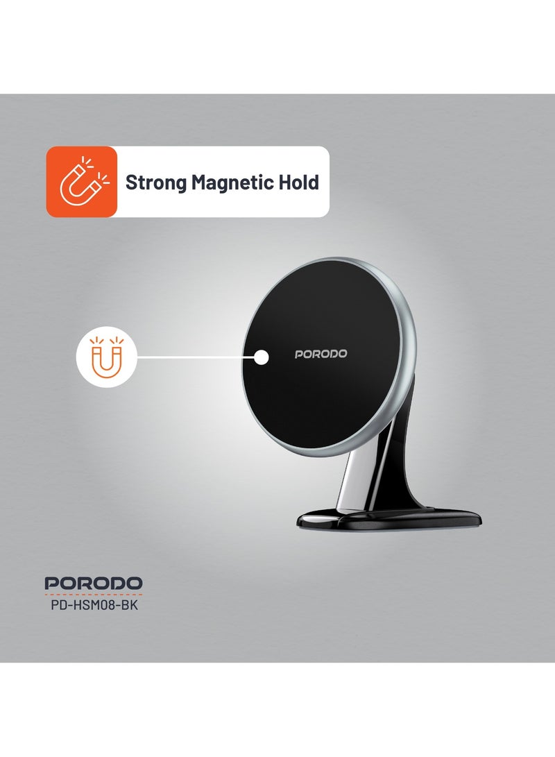porodo MagSafe Magnetic Aluminum Mount / Strong Magnetic Hold / Horizontal & Vertical / x20 N52 Magnets / Adjustable Viewing Angle / ABS + Silicone Material / MagSafe Compatible - Image 3