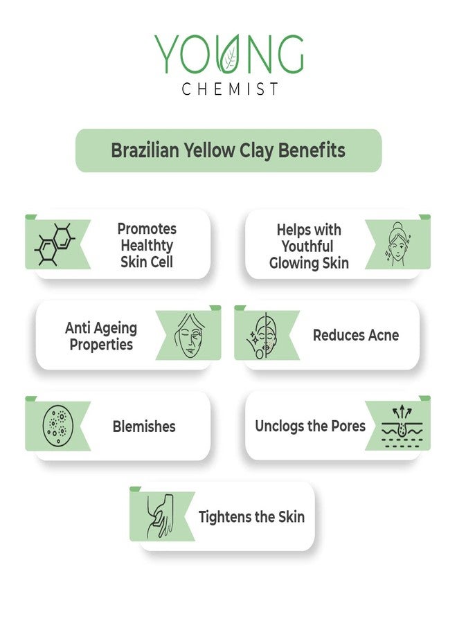 Young Chemist Brazilian Yellow Clay | Unclog pores, reduces acne Good for skin and hair 1kg - Image 2