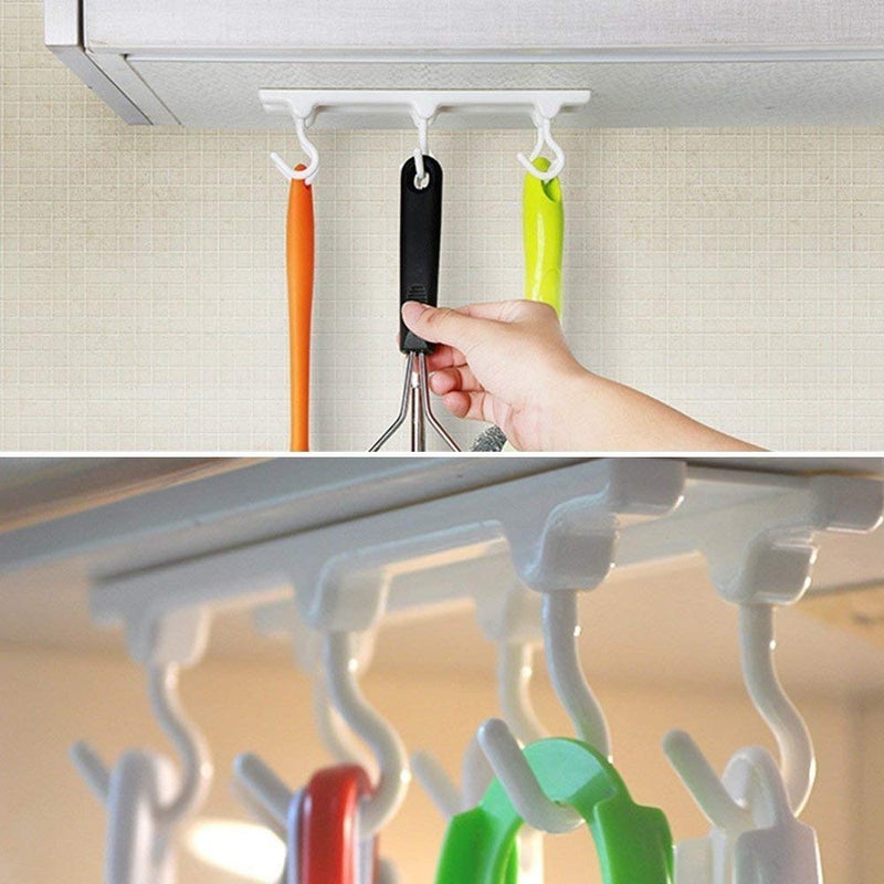 istore istore Ceiling Mounted Wall Mounted Rack Hanger Organizer 6 Hooks for Hang Coat Shirts Tie Kitchen Small Accessories Vertical Or Horizontal Hanger Multi Function Multi Colour - Image 5