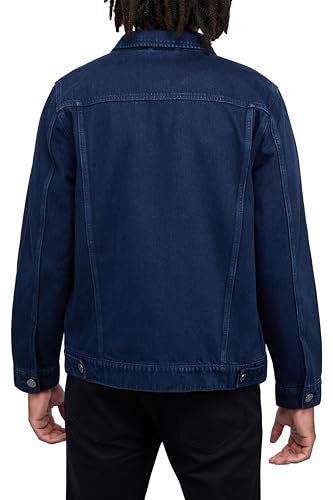 X RAY Mens Denim Jacket, Washed Ripped Distressed Flex Stretch Casual Trucker Biker Jeans Jacket for Men, Navy, Small - Image 2