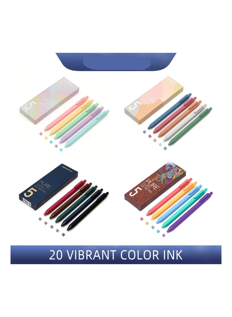 Ink Retractable Gel Pens, 0.5mm Fine Point, Quick-Drying, No Bleed or Smudge, Smooth Writing Experience, Soft Rubber Grip, Ideal for Kids and Adults, 20 Assorted Colors (20 Pack) - Image 2
