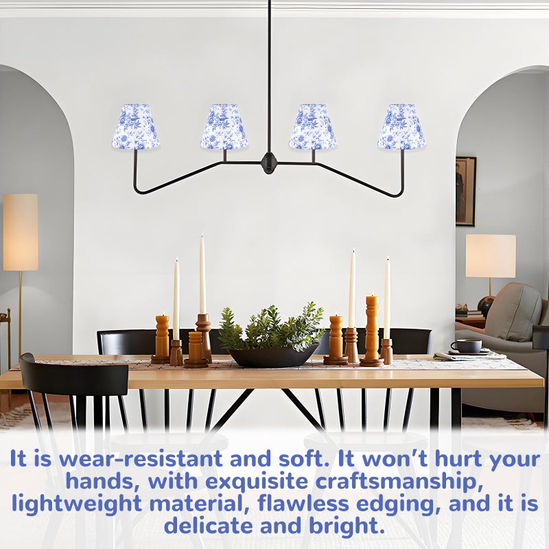 YEXEXINM 6 Pcs Chandelier Shades Small Chinoiserie Lamp Shade Toile Clip Bulbs Lampshade Blue Floral Lamp Chimney Cover Decorative Countryside Chandelier Lamp Shade (3 x 6 x 5 Inch) - Image 5