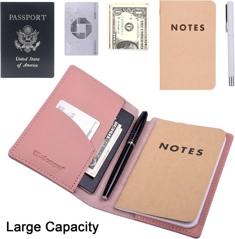 Wisdompro Journal Cover, 2 Pack PU Leather Notebook Cover for Field Notes,or Other 3.5" x 5.5" Pocket Notebooks - Pink - Image 3