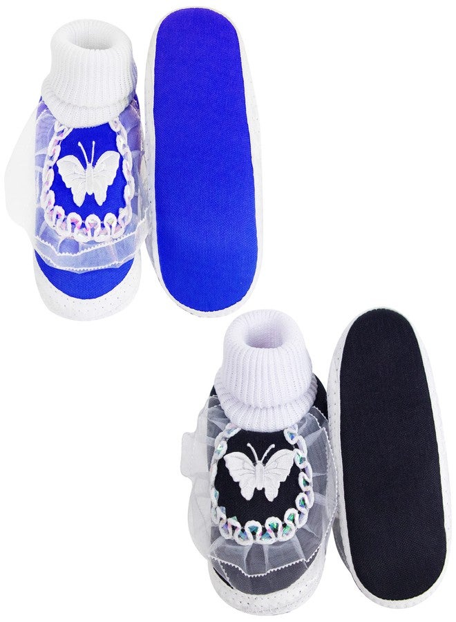 Neska Moda Baby Girls Set Of 2 Pair Booties for 6 to 12 Months (Blue,Black)-SK138andSK176 - Image 5