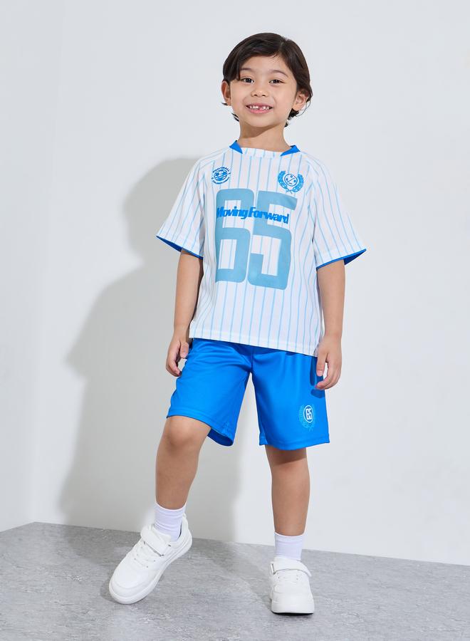 Styli Boys Blue Graphic Oversized T-Shirt and Shorts Active Set - Image 2