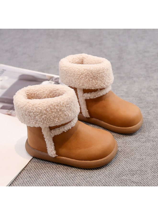 Women's Winter Snow Boots With Plush Lining, Thickened For Warmth, High-top Style, Large Cotton Shoes, Thick-soled Short Boots, Snow Boots