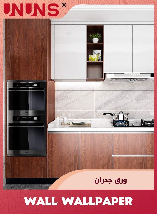 UNUNS ورق جدران ذاتي اللصق، ورق لاصق بتصميم خشبي، 30 سم × 10 م فيلم PVC قابل للإزالة ورق جدران خشبي زخرفي سهل التطبيق للأثاث القديم وخزائن المطبخ - Image 4