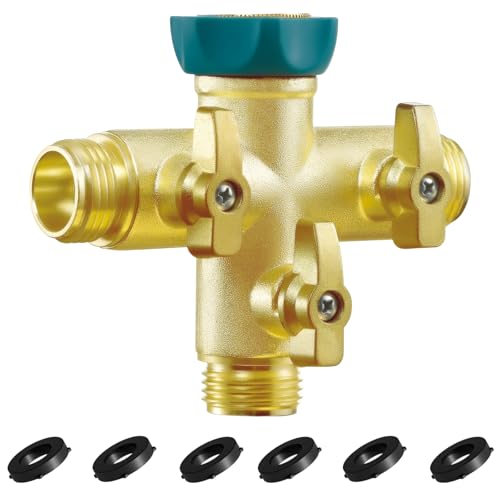 IPOW 3 Way 1.2MPa High Flow Heavy Duty Garden Hose Splitter, 3/4" Spigot Faucet Connectors with 6 Rubber Hose Washers and Comfort Grip Use, Hose Pipe Tap Splitter for Garden Outdoor Home - Image 1