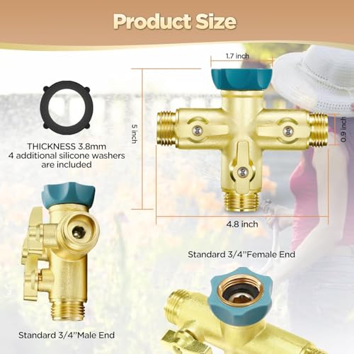 IPOW 3 Way 1.2MPa High Flow Heavy Duty Garden Hose Splitter, 3/4" Spigot Faucet Connectors with 6 Rubber Hose Washers and Comfort Grip Use, Hose Pipe Tap Splitter for Garden Outdoor Home - Image 4