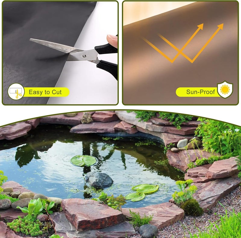 Froidesente 7 x 10 FT Pond Liner, 20 Mil Pond Liners for Outdoor Ponds, HDPE Pond Liner Preformed Easy Cutting Puncture Resistant, Pond Liners for Water Garden Fountain Waterfall, Koi Fish Aquaculture Pond - Image 5