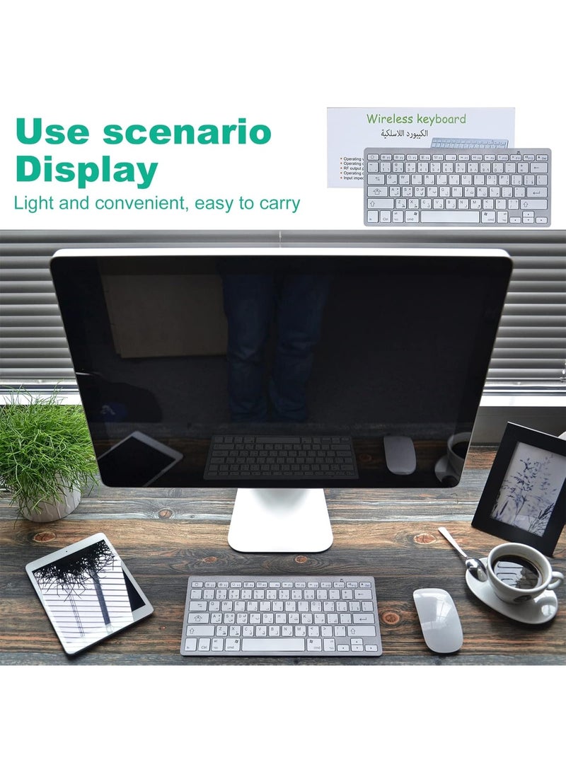 Arabic/English Bluetooth Wireless Keyboard - Portable, Universal Compatibility for iPad, Tablets & Smartphones (White)  - Image 4