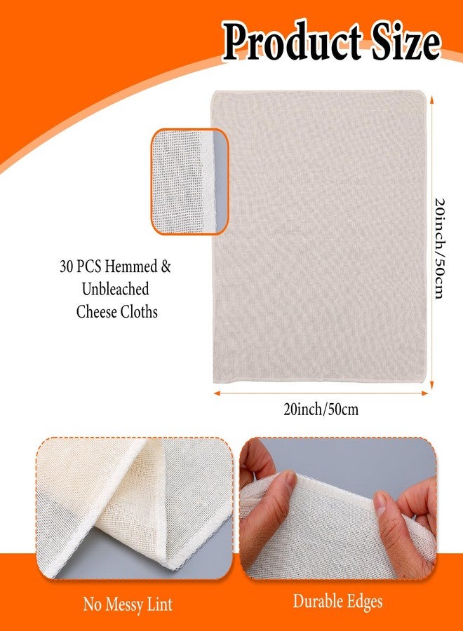 xozeooeu 30 Pcs 20x20 Inches Cheese Cloths Bulk, Grade 100, Hemmed & Unbleached Cotton Muslin Cloth for Straining, Reusable for Cooking, Cheese Making, Juicing, Turkey - Image 3