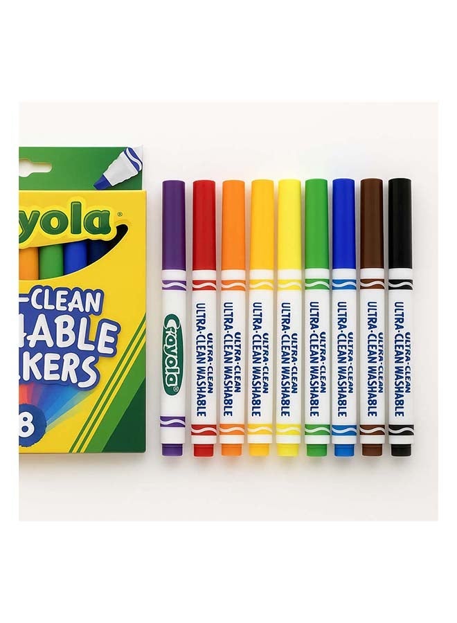 Crayola Ultra Clean Washable Markers, Wedge Tip, Assorted Colors, 8 Count, 58-7208 - Image 3