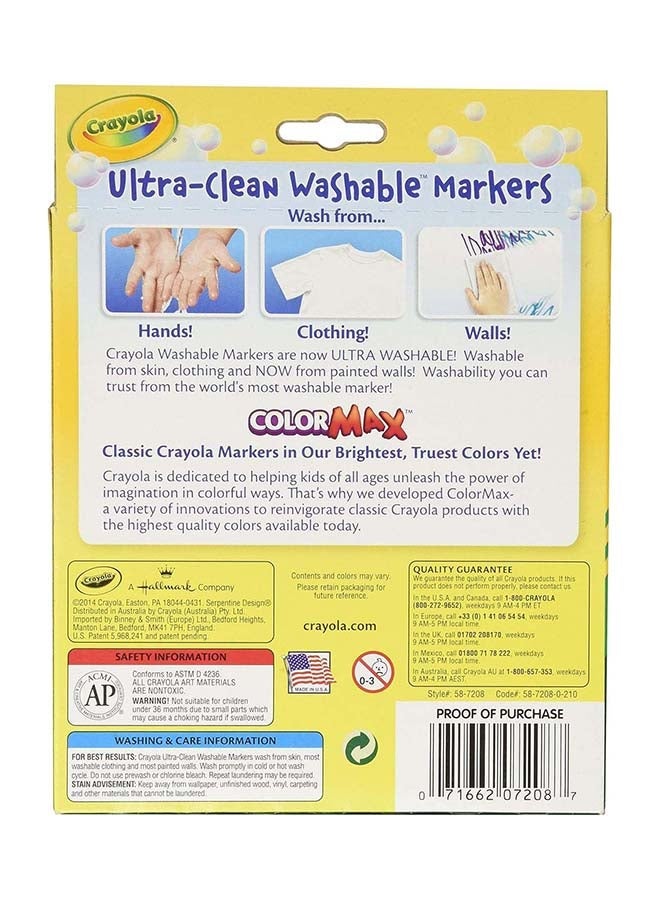 Crayola Ultra Clean Washable Markers, Wedge Tip, Assorted Colors, 8 Count, 58-7208 - Image 2