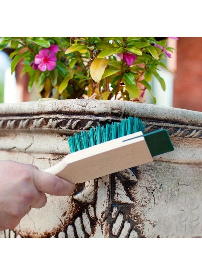 Green Heavy Duty Lawn Mower Cleaning Brush with Scraper and Wooden Handle - Image 5
