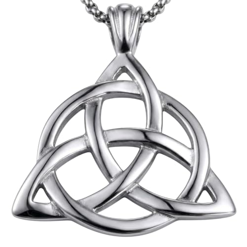 THE MEN THING TRinity Knot - Alloy Pendant With Stainless Steel 24Inch Round Box Chain, European Trending Style For Men & Boy,Silver - Image 1