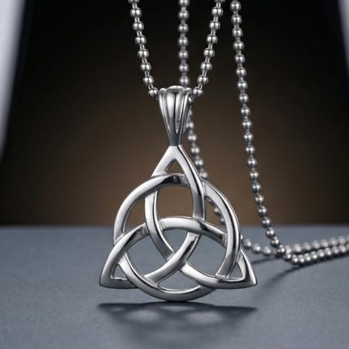 THE MEN THING TRinity Knot - Alloy Pendant With Stainless Steel 24Inch Round Box Chain, European Trending Style For Men & Boy,Silver - Image 4