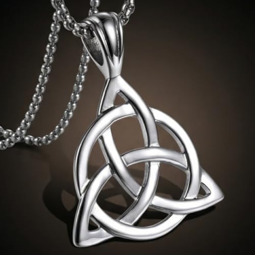 THE MEN THING TRinity Knot - Alloy Pendant With Stainless Steel 24Inch Round Box Chain, European Trending Style For Men & Boy,Silver - Image 3
