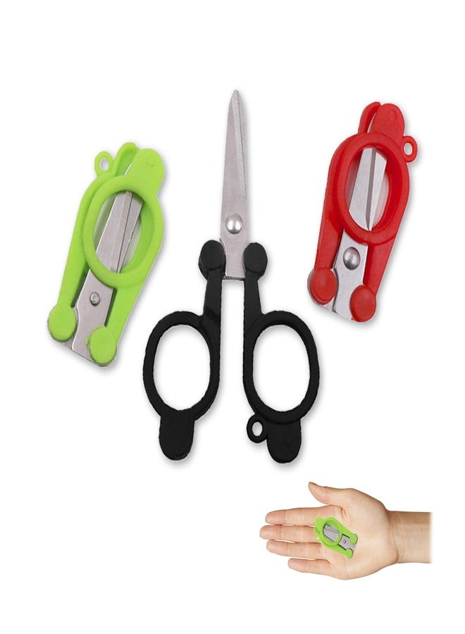 YAFIYGI 3PCS Travel Scissors TSA Approved Folding Portable Mini Travel Trip Stainless Steel Blades Plastic Handles Compact Foldable Small Carry On Pocket Size for Backpack Crafting Scissors Home - Image 1