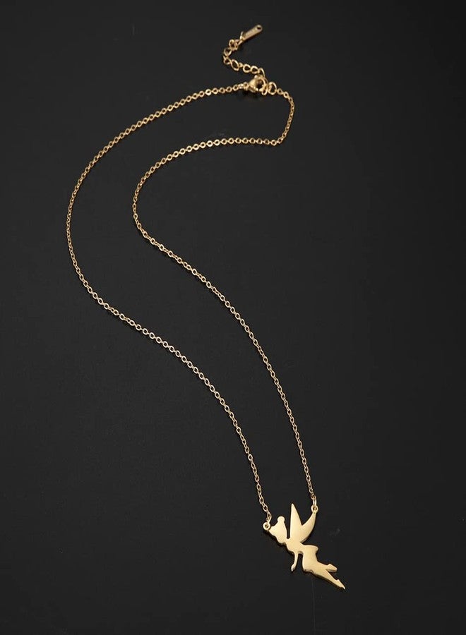 EUEAVAN Fairy Pixie Angel Tinkerbell Pendant Necklace Princess Wendy Fairy Pixie Angel Trendy Exquisite Magical Dancer Ballet Choker Jewelry Fairy Tale Quote Women (gold) - Image 5