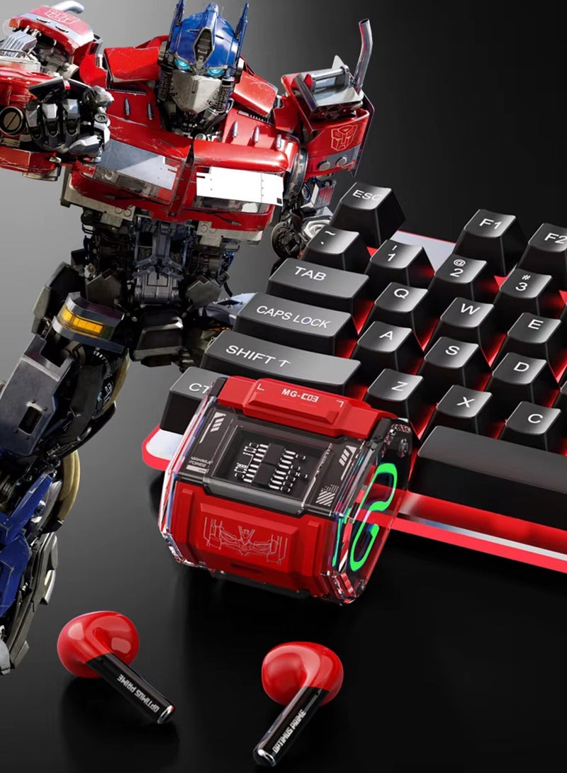 TRANSFORMERS MG-C03 TWS Wireless Bluetooth Earphones – HiFi Stereo Sound, Fast Charging, Noise Cancelling, for Gaming and Music - Red - Image 5